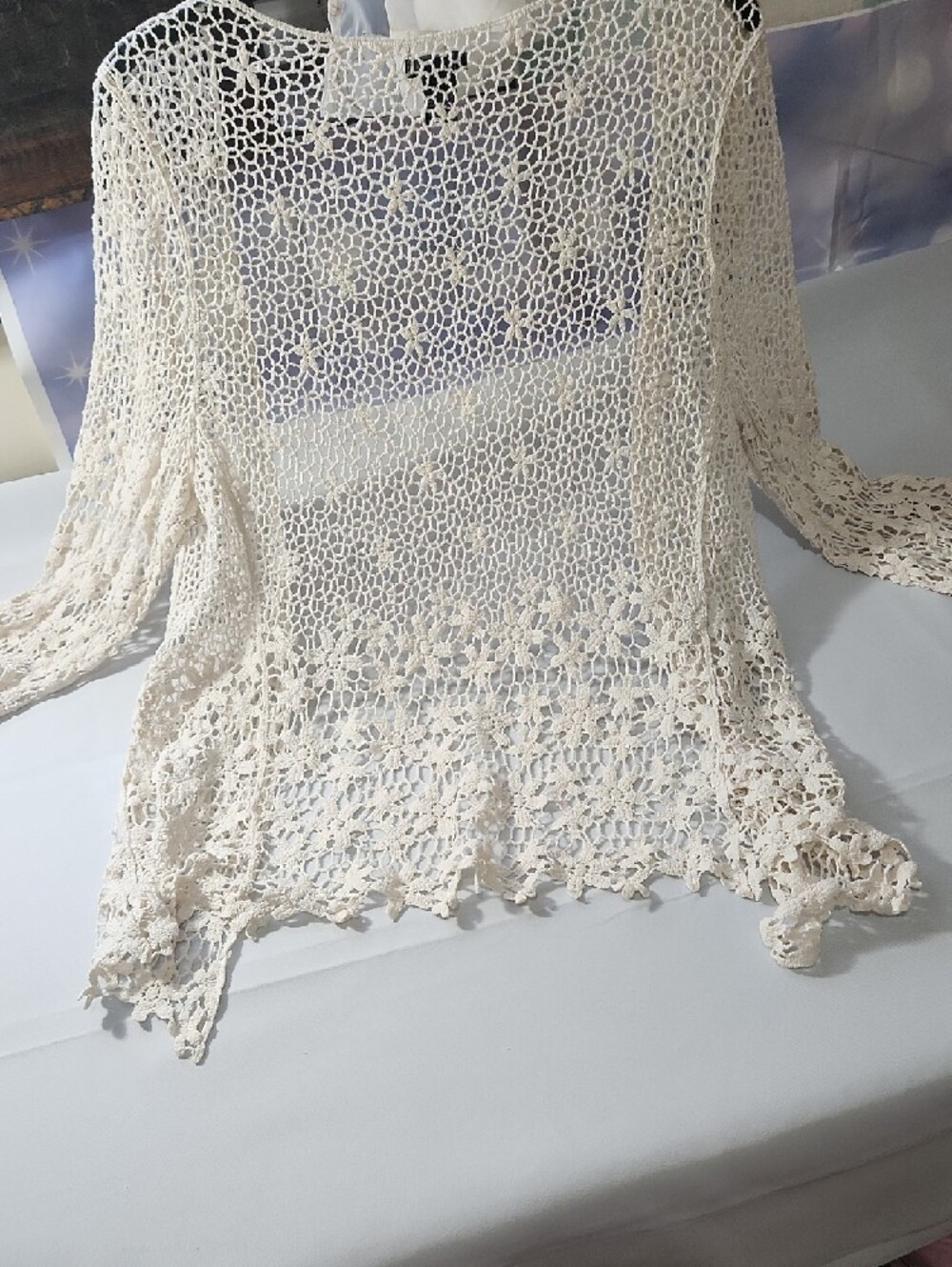 Rue21 Crochet Open-Front Cardigan - Cream - Picture 7 of 9